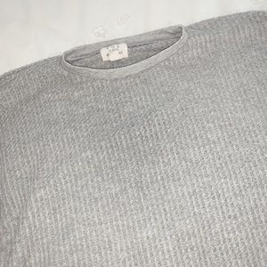 grey long sleeve waffle knit tee